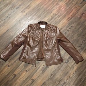 Brown faux leather jacket, XL